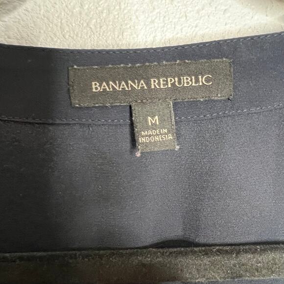 Banana Republic Blue Sheer Blouse V-Neck Pullover Lightweight Long Sleeve Sz M - Picture 2 of 4